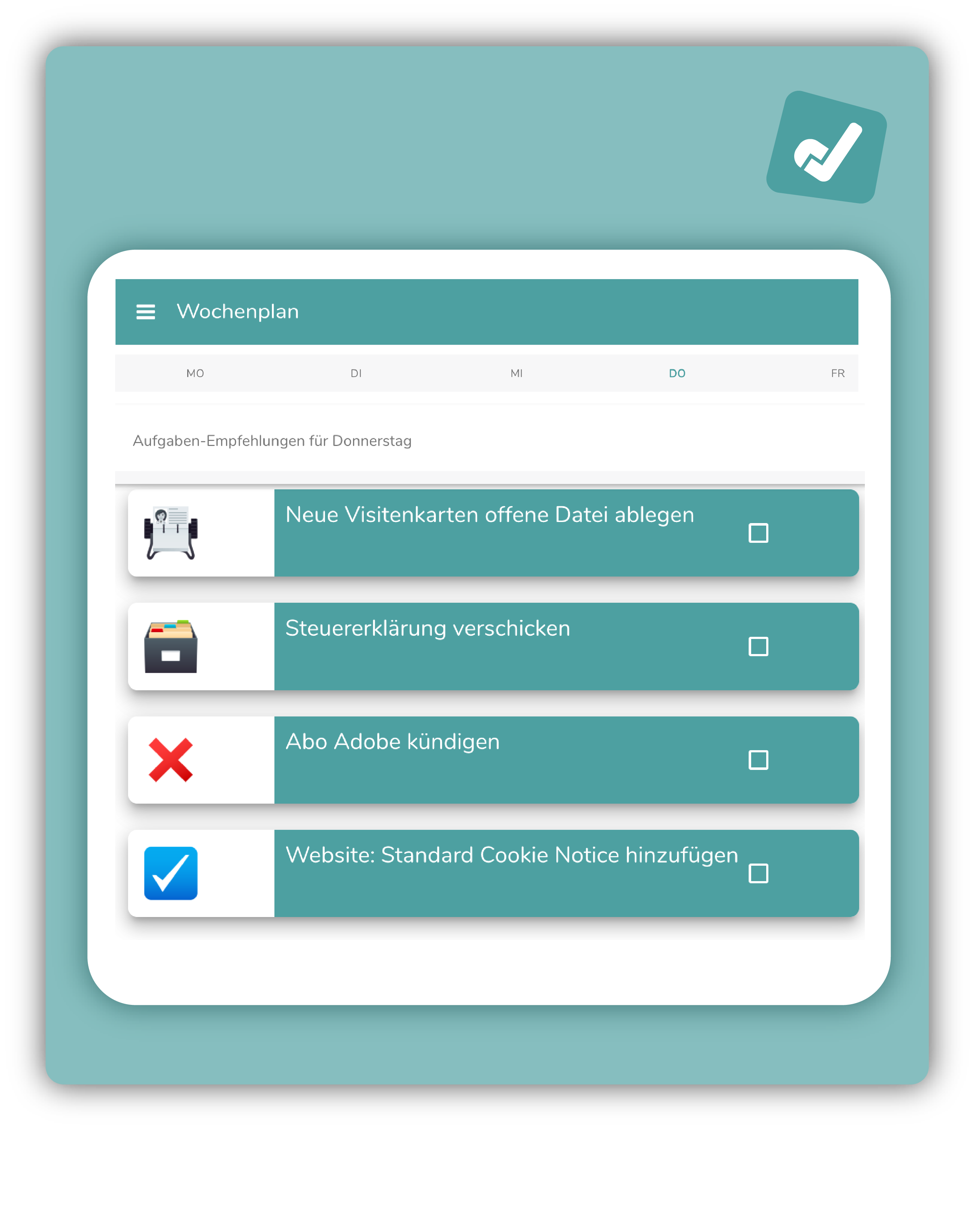 Eingabemaske Wochenplan